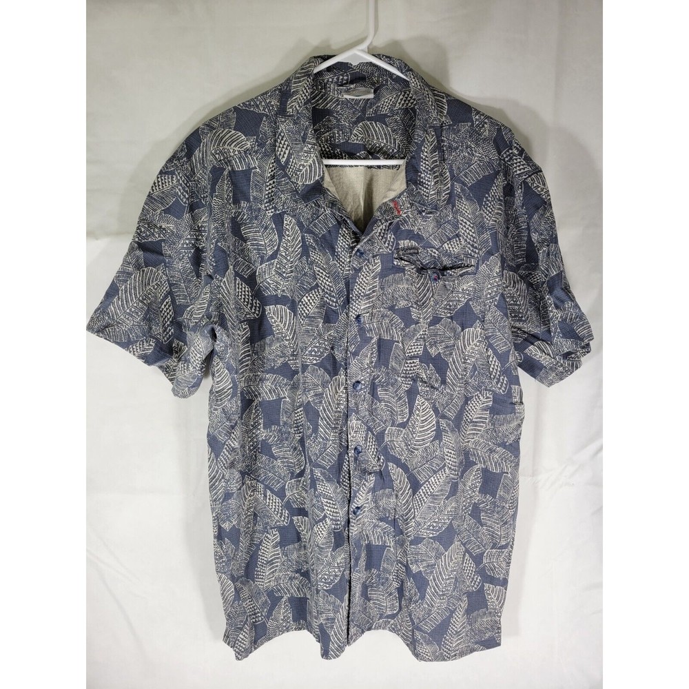 Columbia Men's Shirt Hawaiian Blue Tropical‎ Size XL Short Sleeve